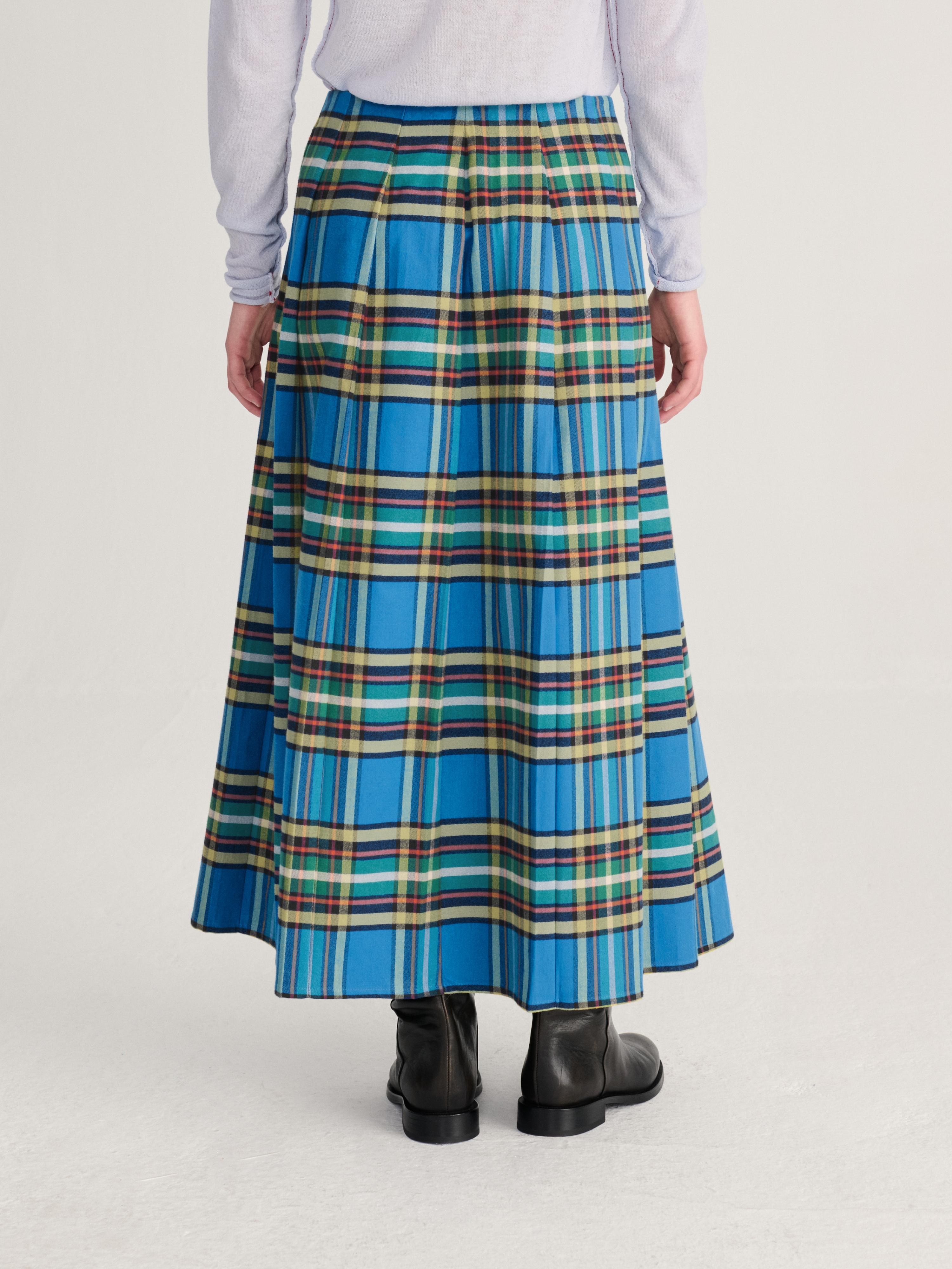 Bobo Choses Tartan Flannel Pleated Skirt Damen Maxi Rock Karo blau